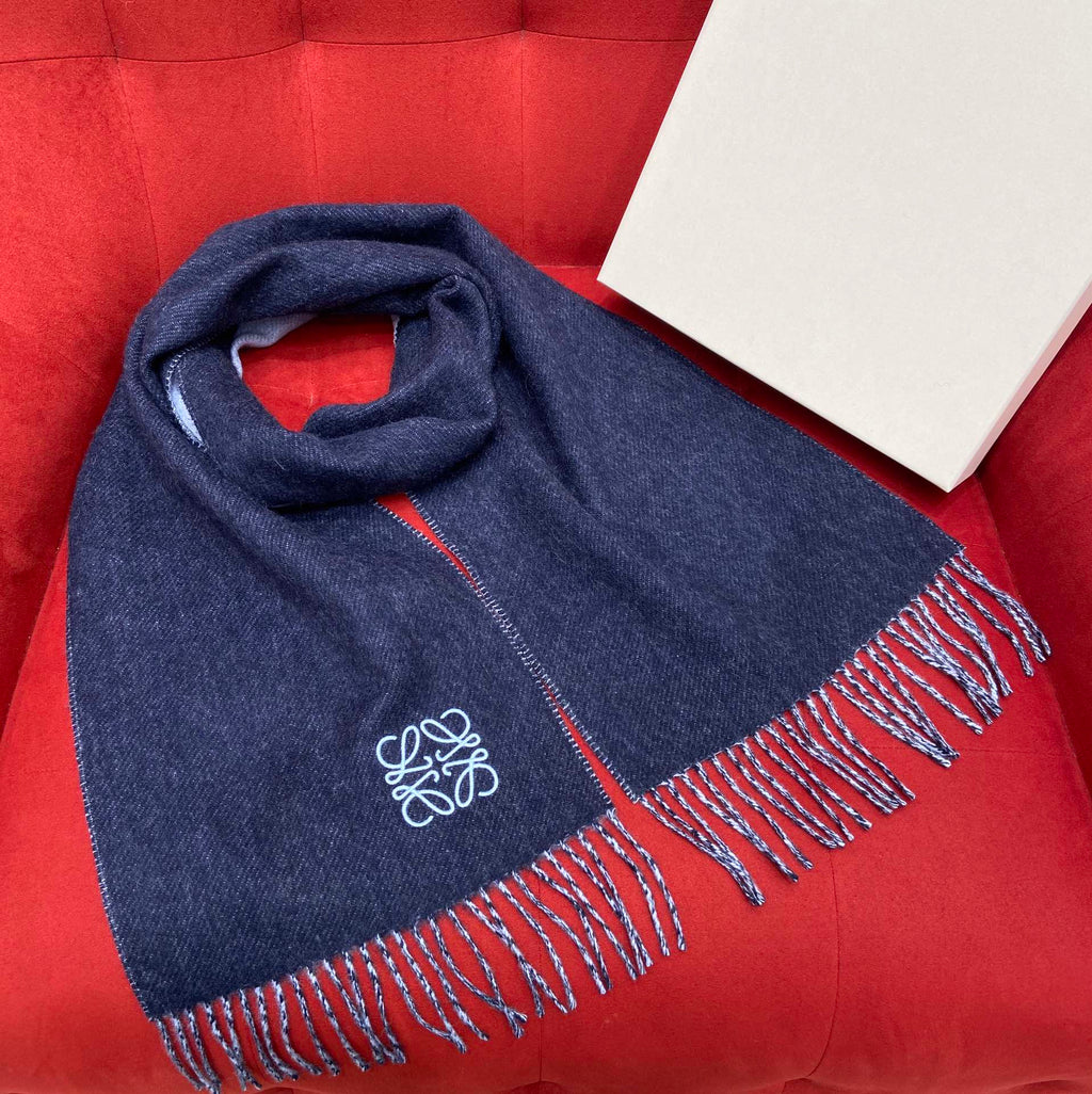 LOEWE SCARF 180 CM IN NAVY BLUE WOOL 409997