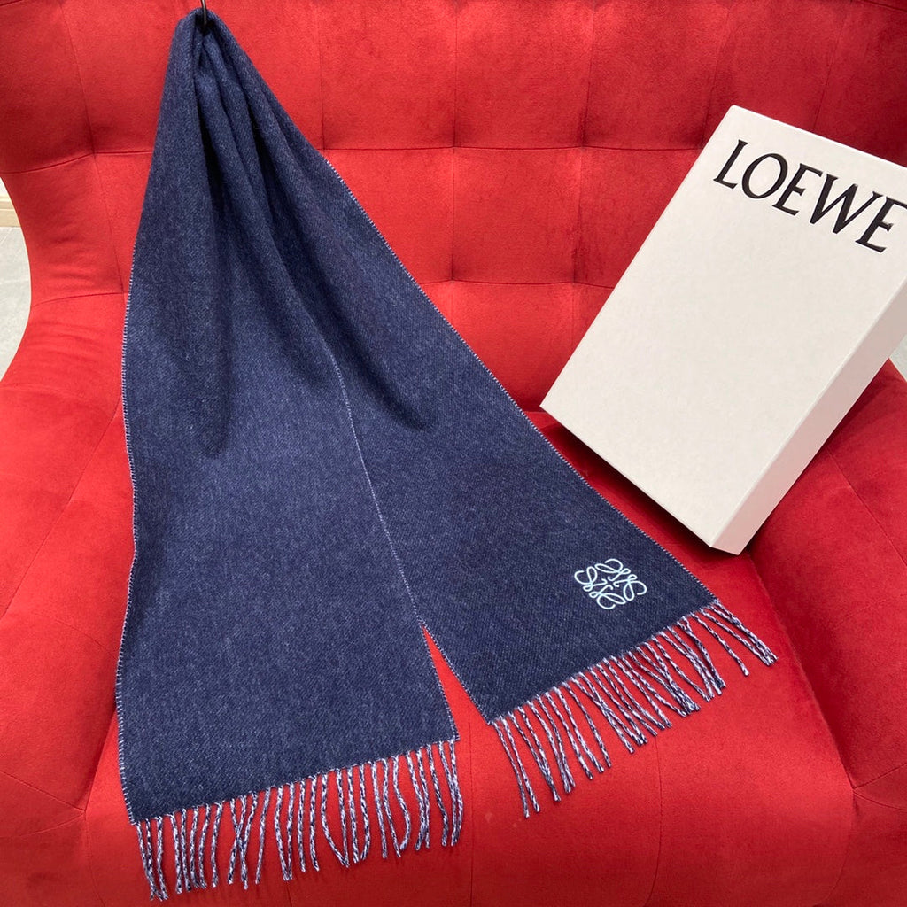 LOEWE SCARF 180 CM IN NAVY BLUE WOOL 409997