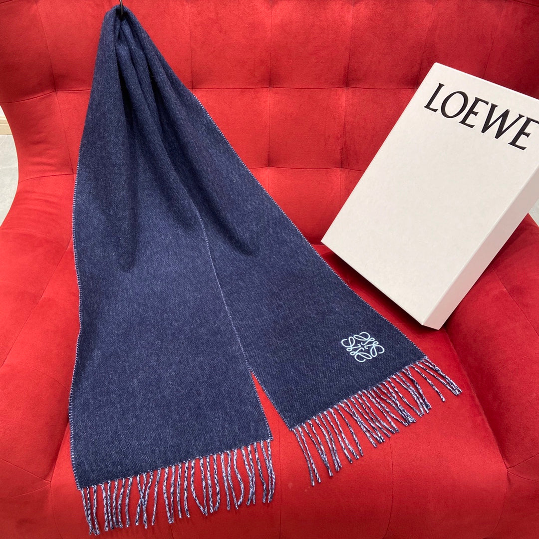 LOEWE SCARF 180 CM IN NAVY BLUE WOOL 409997