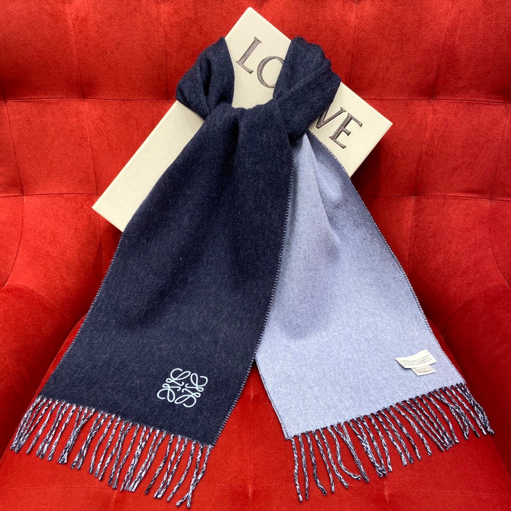 LOEWE SCARF 180 CM IN NAVY BLUE WOOL 409997