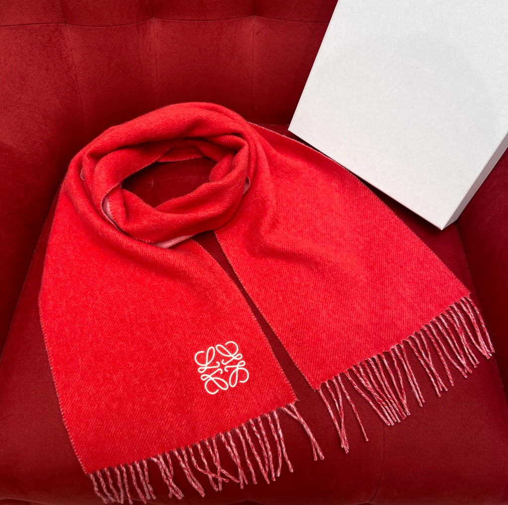 LOEWE SCARF 180 CM IN CHERRY RED WOOL 409999