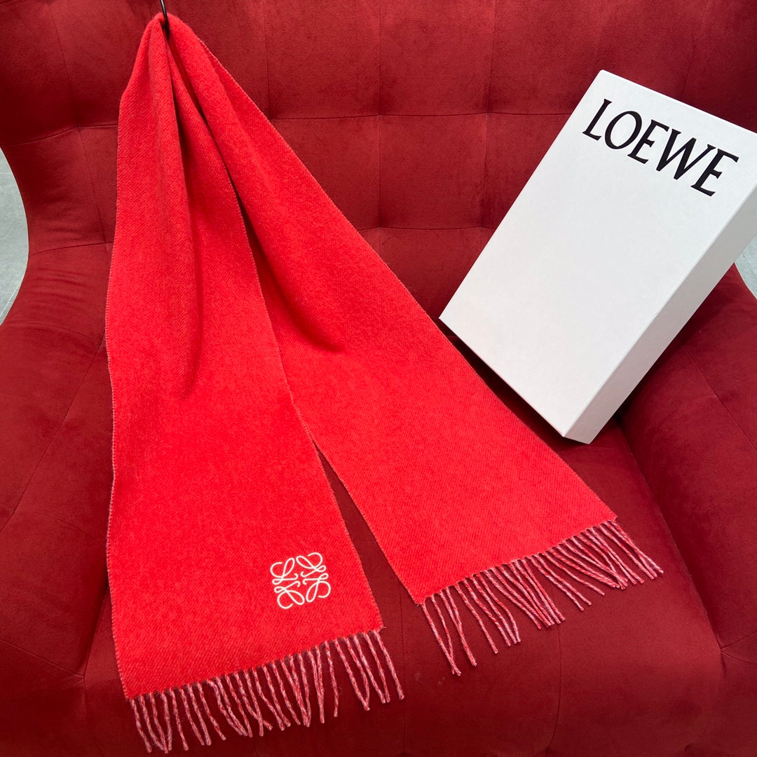 LOEWE SCARF 180 CM IN CHERRY RED WOOL 409999