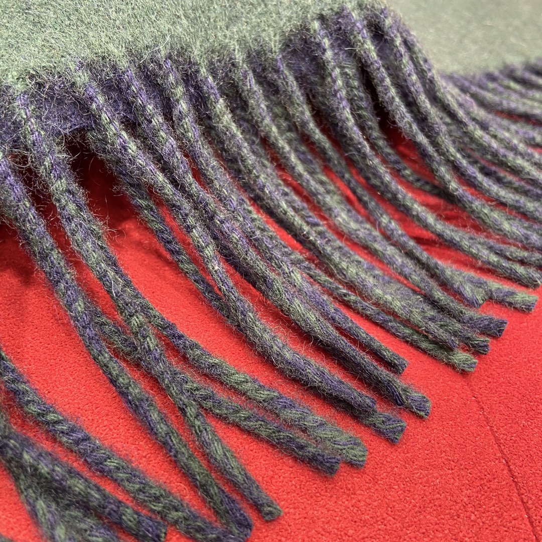 LOEWE SCARF 180 CM IN GREEN FOREST MIX NAVY BLUE WOOL 410001