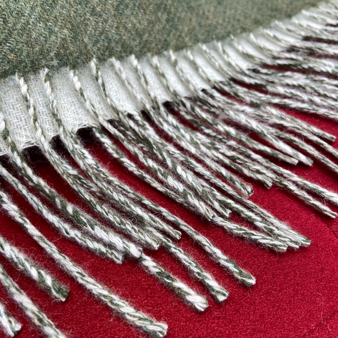 LOEWE SCARF 180 CM IN BASIL GREEN MIX WHITE WOOL 409995
