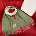 LOEWE SCARF 180 CM IN BASIL GREEN MIX WHITE WOOL 409995
