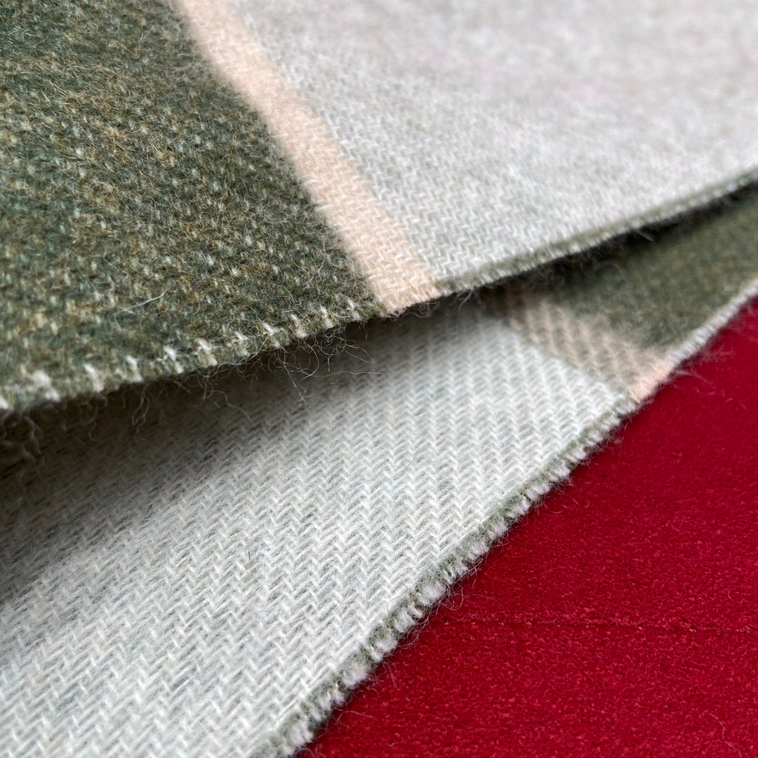 LOEWE SCARF 180 CM IN BASIL GREEN MIX WHITE WOOL 409995