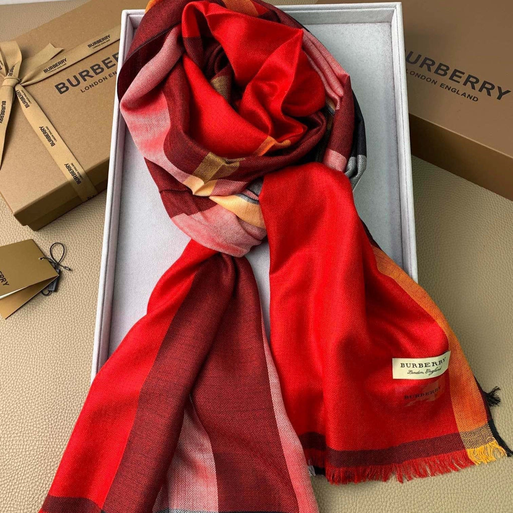 BURBERRY SCARF 200 CM IN ORANGE RED CASHMERE 394730