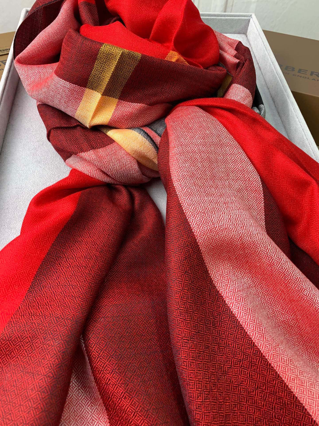 BURBERRY SCARF 200 CM IN ORANGE RED CASHMERE 394730