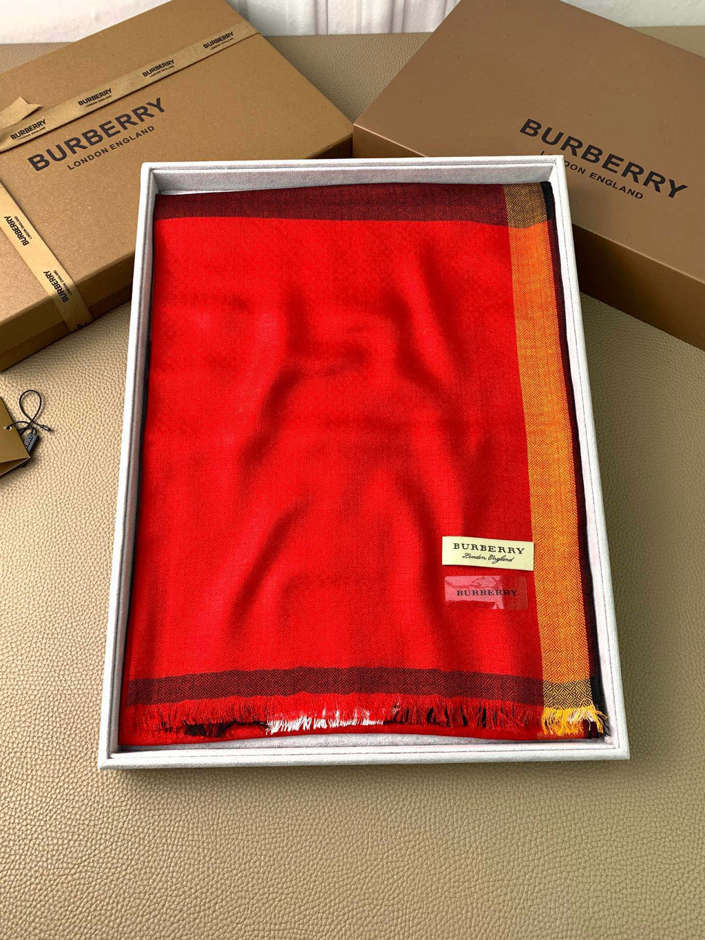 BURBERRY SCARF 200 CM IN ORANGE RED CASHMERE 394730