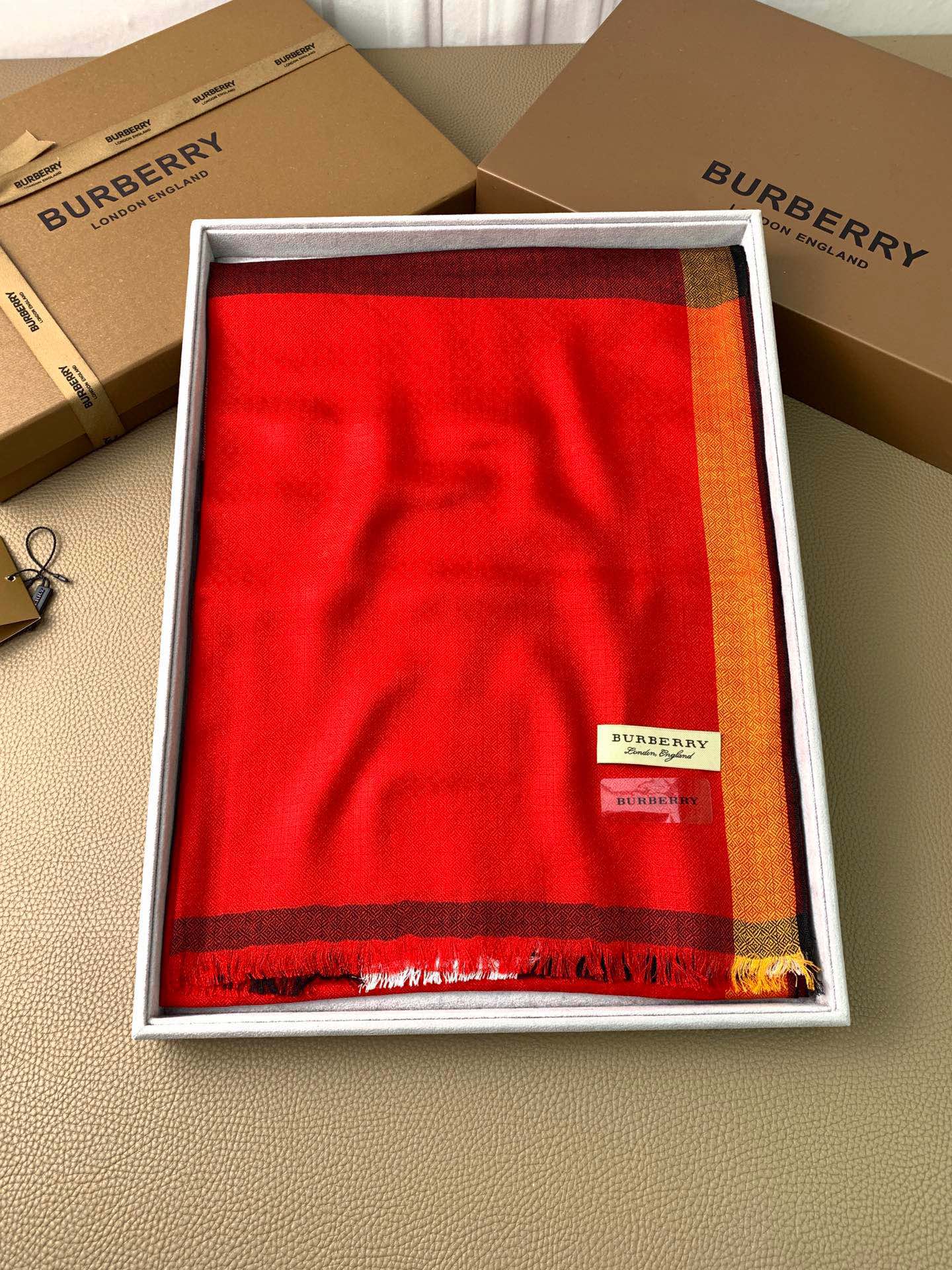 BURBERRY SCARF 200 CM IN ORANGE RED CASHMERE 394730