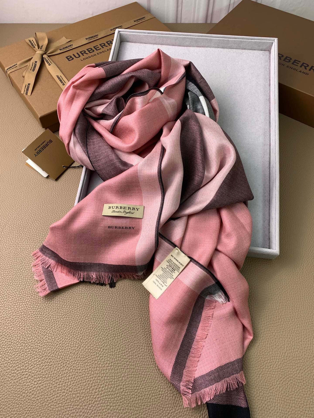 BURBERRY SCARF 200 CM IN ROSE PINK CASHMERE 394727