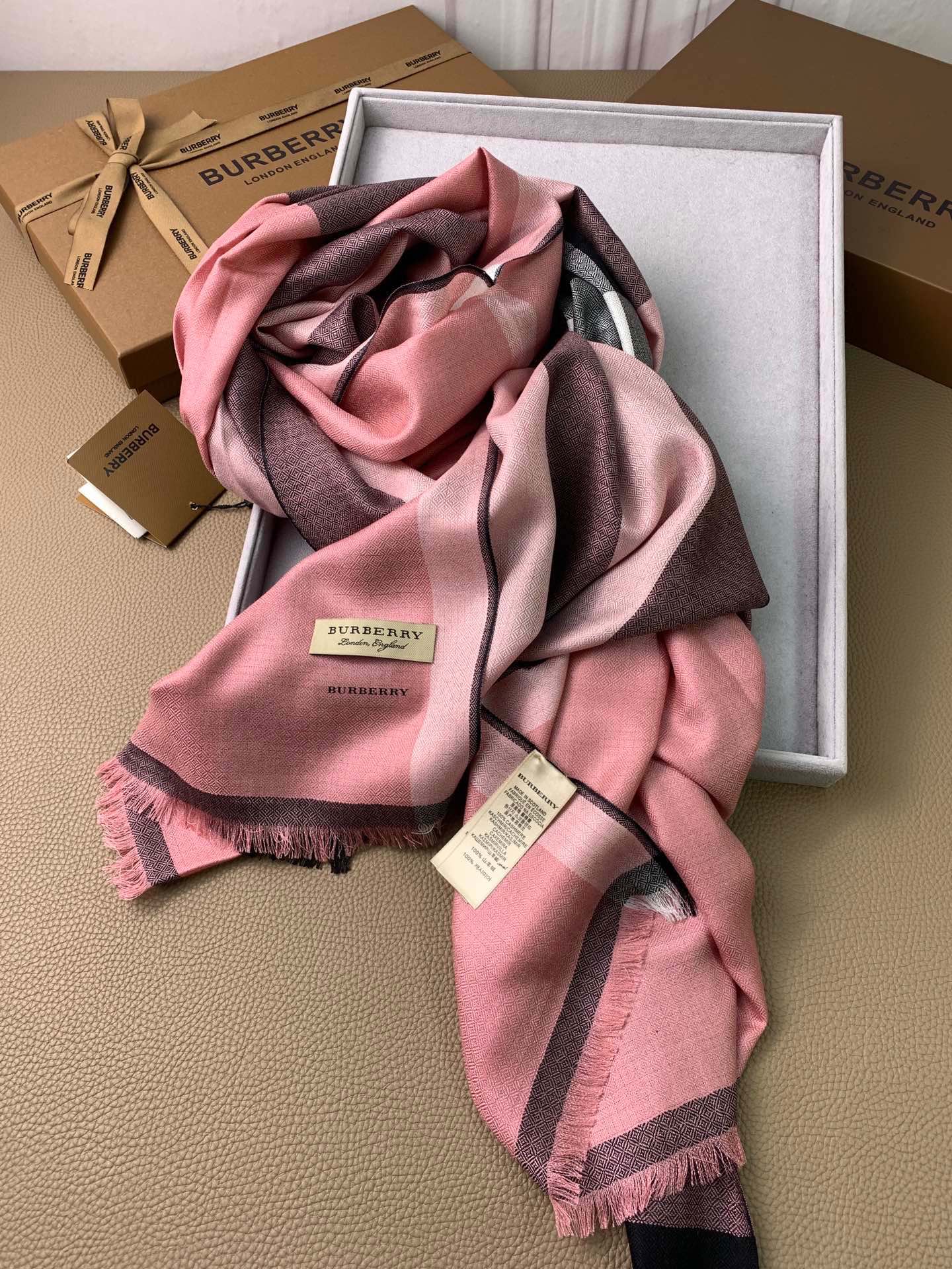 BURBERRY SCARF 200 CM IN ROSE PINK CASHMERE 394727
