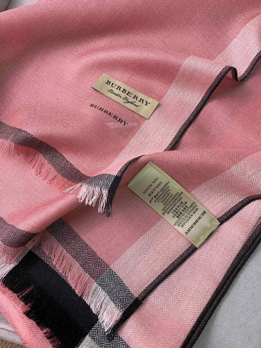 BURBERRY SCARF 200 CM IN ROSE PINK CASHMERE 394727
