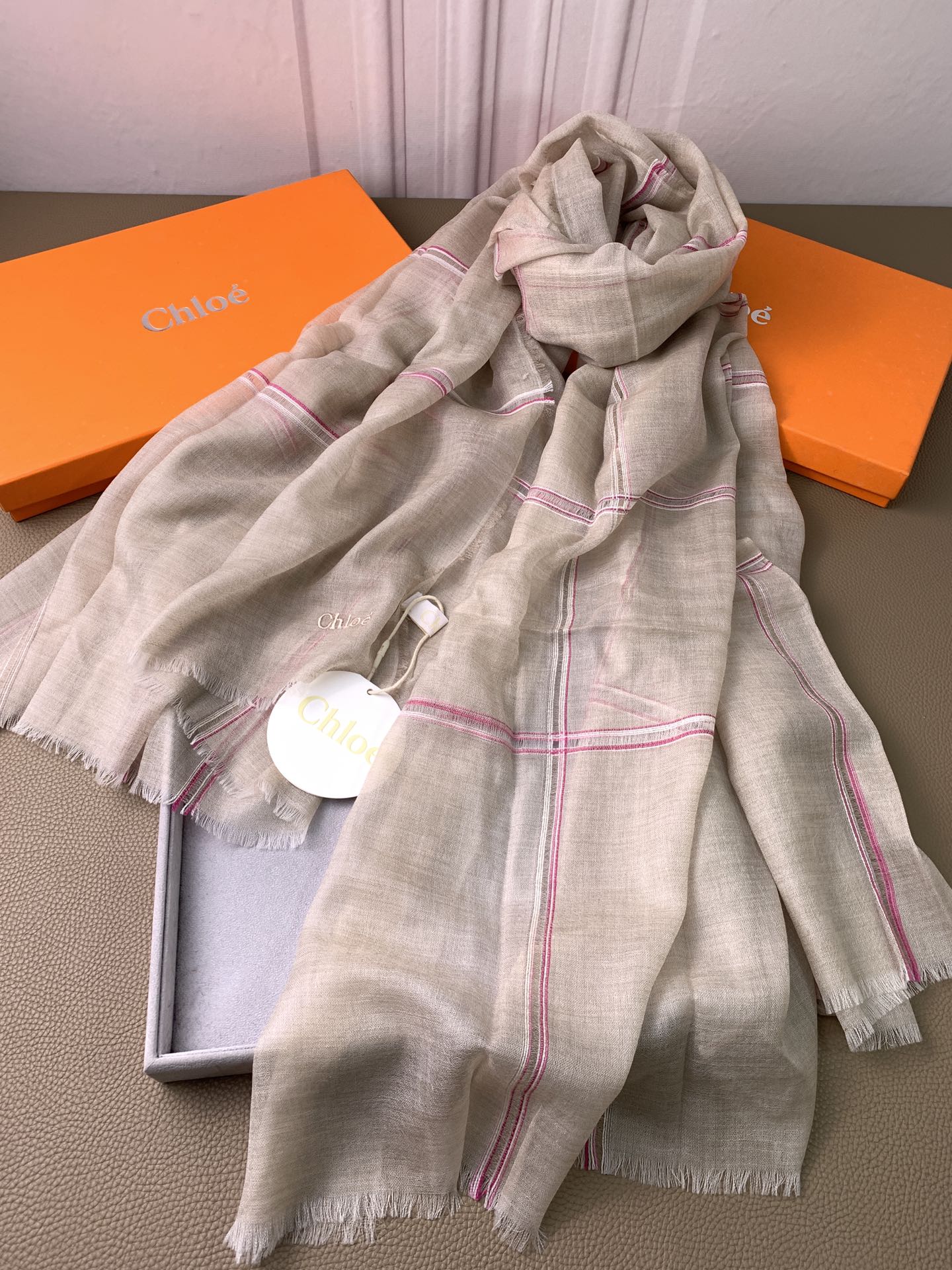CHANEL SCARF 200 CM IN TAN BEIGE CASHMERE 386538