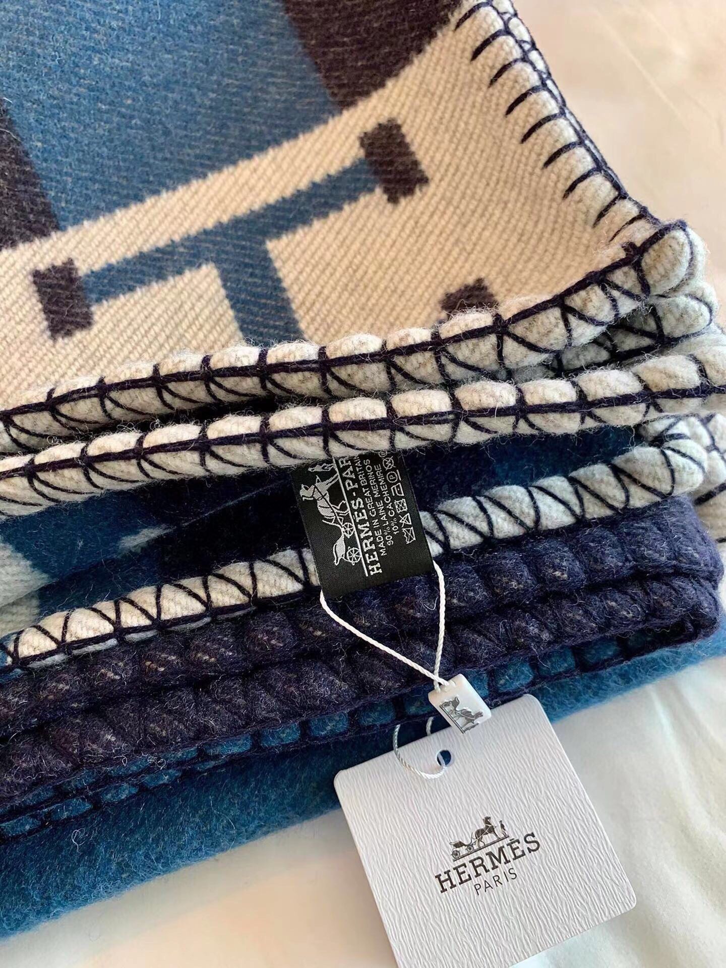 HERMES BLANKET 170 CM IN COLORFUL WOOL AND CASERE 689475