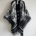 BURBERRY SWAN CAPE IN BLACK MIX WHITE CASHMERE 402246