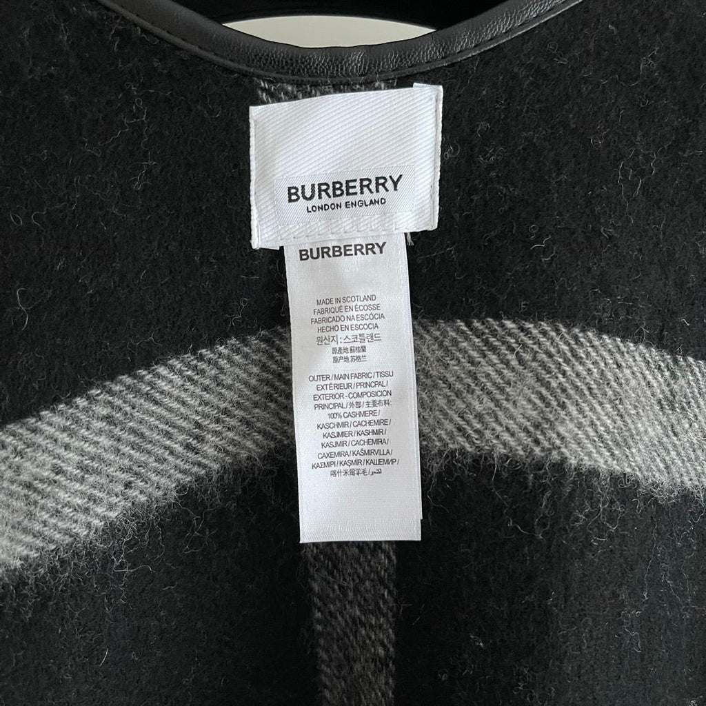 BURBERRY SWAN CAPE IN BLACK MIX WHITE CASHMERE 402246