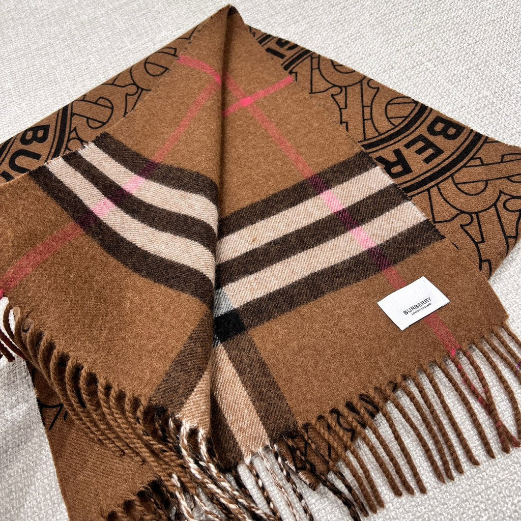 BURBERRY SCARF 168 CM IN CHOCOLATE BROWN CASHMERE 410086