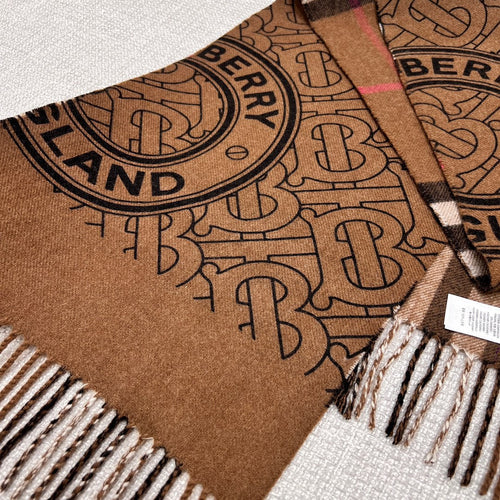 BURBERRY SCARF 168 CM IN CHOCOLATE BROWN CASHMERE 410086