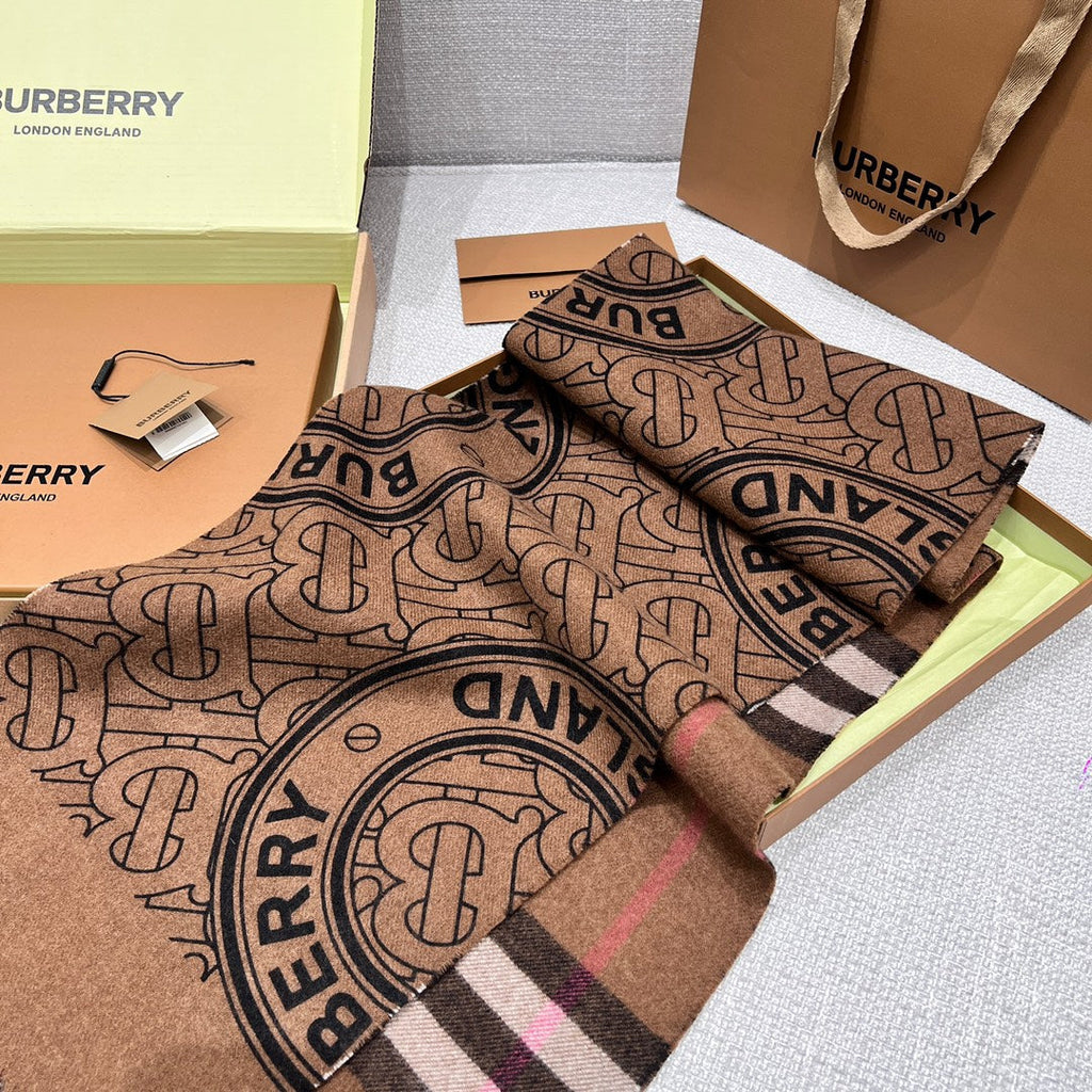 BURBERRY SCARF 168 CM IN CHOCOLATE BROWN CASHMERE 410086