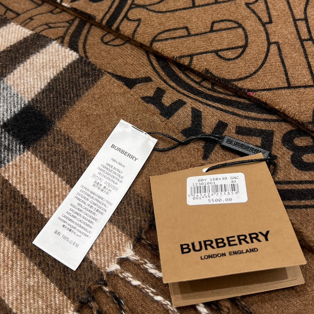 BURBERRY SCARF 168 CM IN CHOCOLATE BROWN CASHMERE 410086
