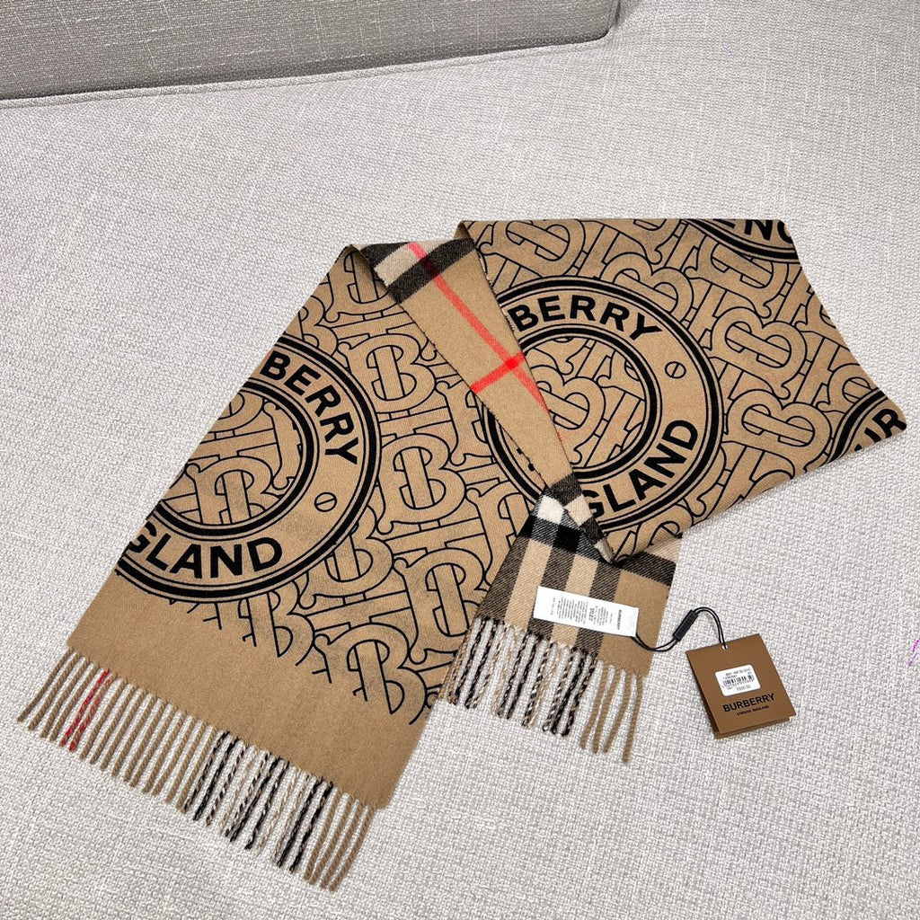 BURBERRY SCARF 168 CM IN CAMEL BEIGE CASHMERE 410088