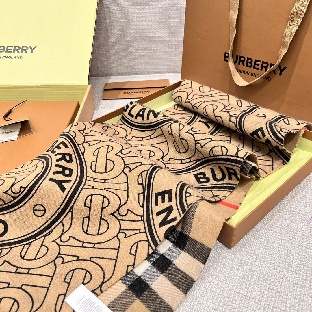 BURBERRY SCARF 168 CM IN CAMEL BEIGE CASHMERE 410088