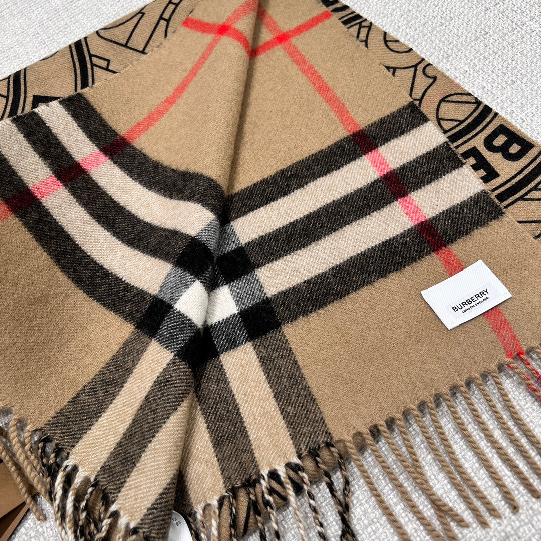 BURBERRY SCARF 168 CM IN CAMEL BEIGE CASHMERE 410088