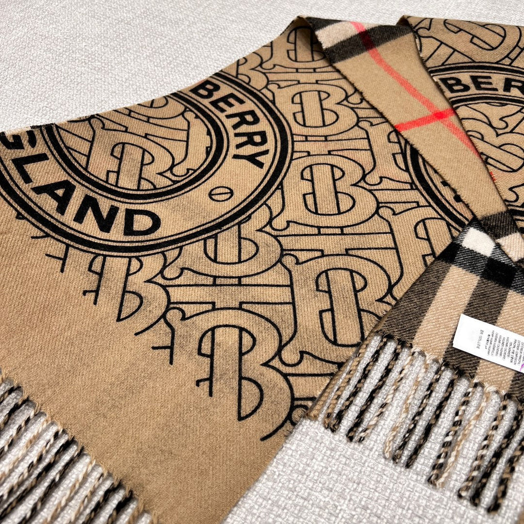 BURBERRY SCARF 168 CM IN CAMEL BEIGE CASHMERE 410088
