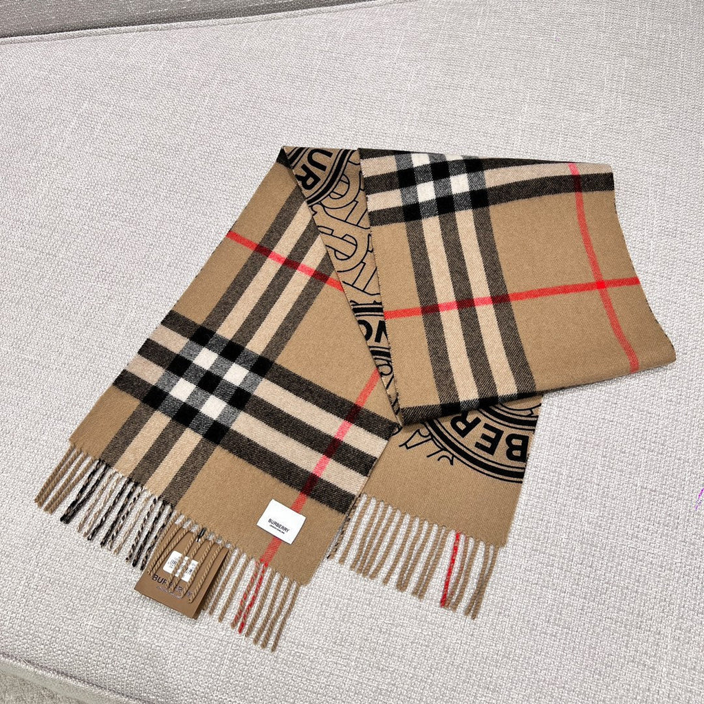 BURBERRY SCARF 168 CM IN CAMEL BEIGE CASHMERE 410088