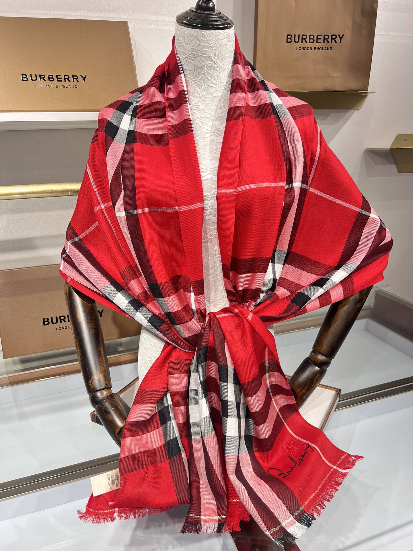 BURBERRY BBR SCARF 200 CM IN CASHMERE 490987