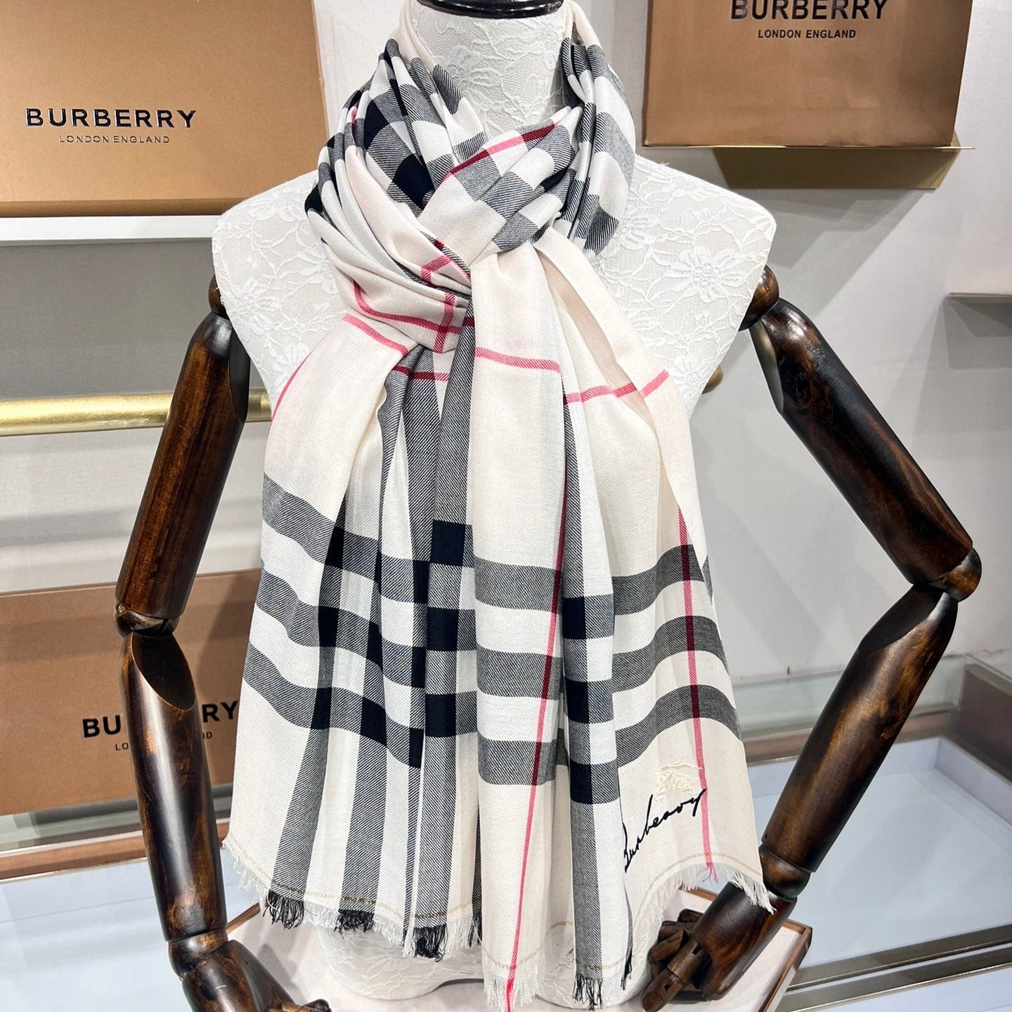 BURBERRY BBR SCARF 200 CM IN CASHMERE 490988