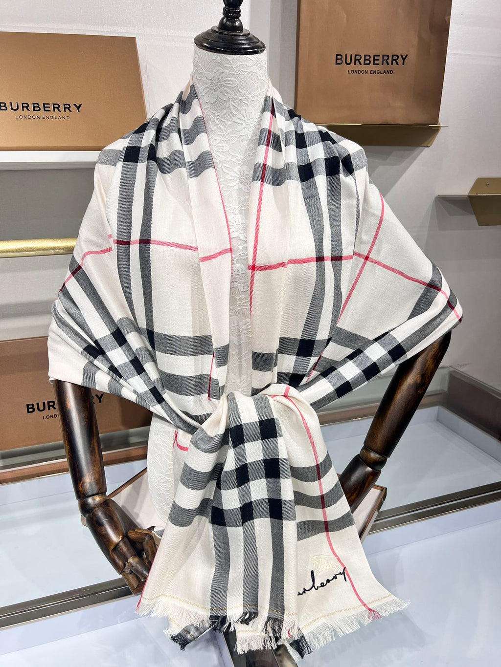 BURBERRY BBR SCARF 200 CM IN CASHMERE 490988