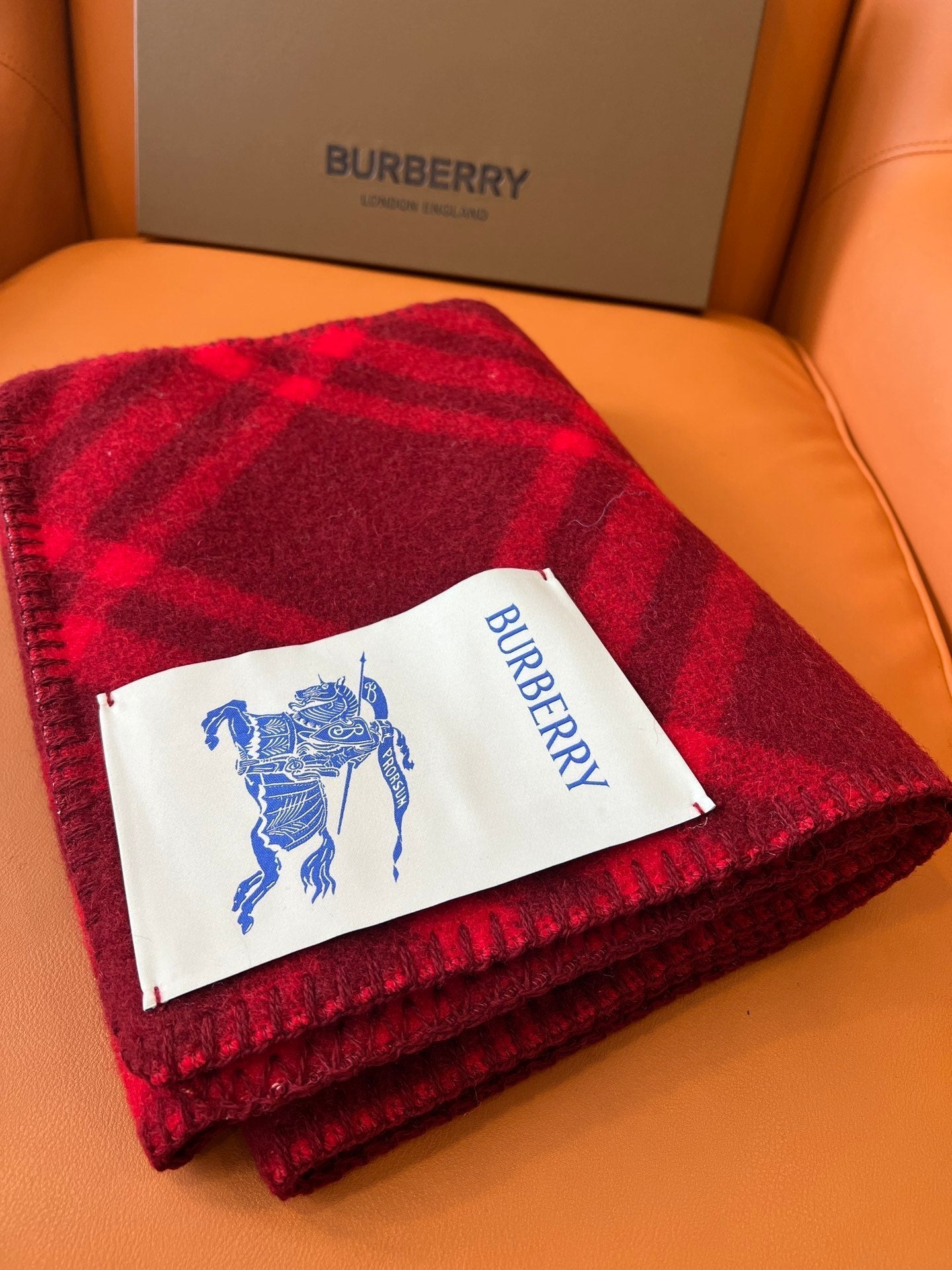 BURBERRY CHECK WOOL 182 CM SCARF GARNET RED 405045