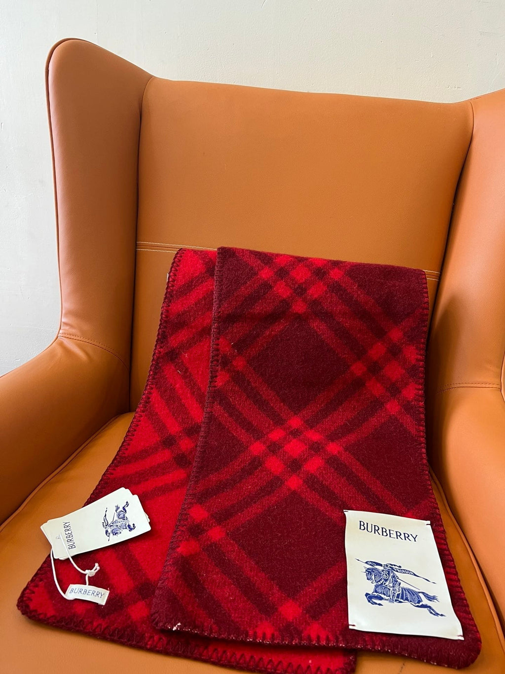 BURBERRY CHECK WOOL 182 CM SCARF GARNET RED 405045