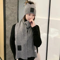 LOEWE CLASSIC HAT & SCARF SET IN STEEL GRAY CASHMERE 379251