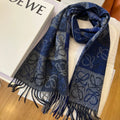 LOEWE SCARF 180 CM IN BLUE WOOL AND CASHMERE 410102