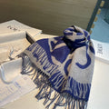 LOEWE SCARF 180 CM IN INDIGO BLUE MIX LIGHT GRAY WOOL AND CASHMERE 415267