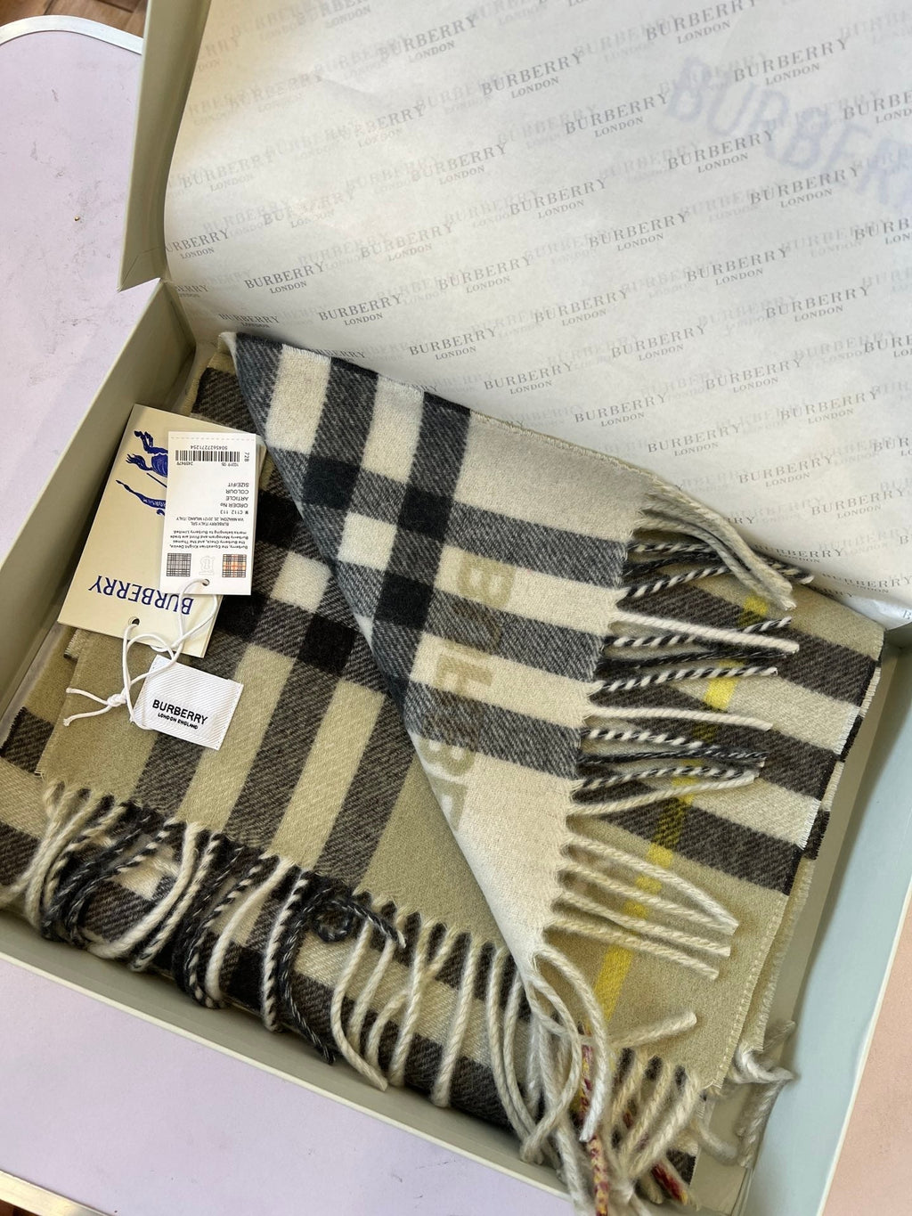 BURBERRY BBR SCARF 168 CM IN CASHMERE 489963