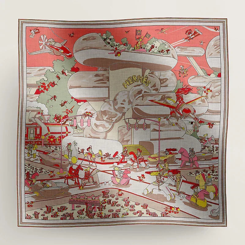 HERMES LOCOMOTION SHAWL 135 CM COLORFUL 385394