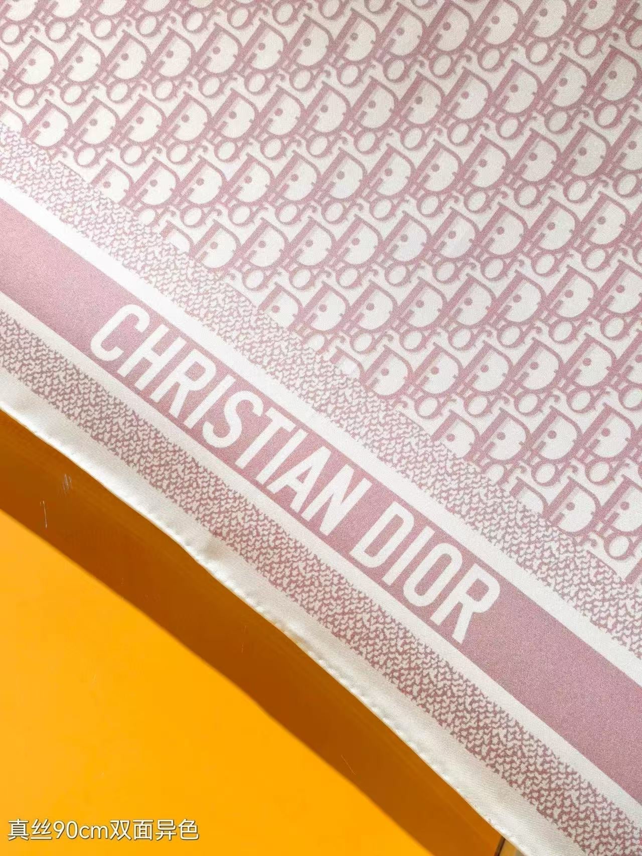 DIOR CD SCARF DOUBLE-SIDED IN PINK AND GREY MONOGRAM SILK
