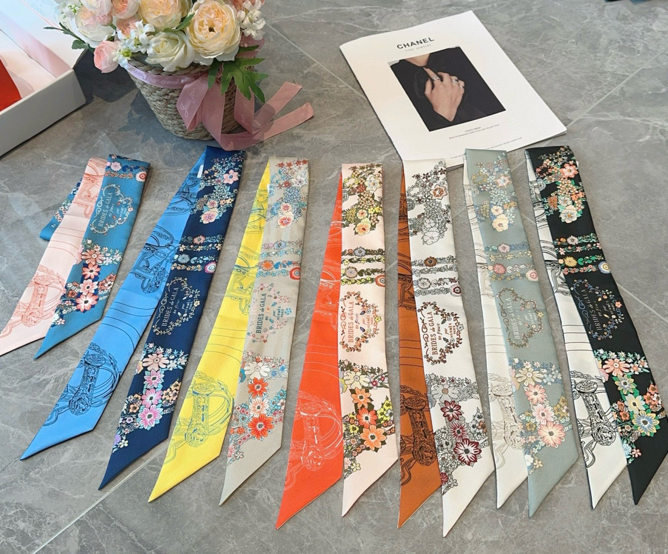 HERMES HERMES 25S SILK NECKERCHIEF 86 IN SILK 714378