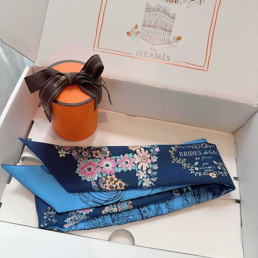 HERMES HERMES 25S SILK NECKERCHIEF 86 IN SILK 714380