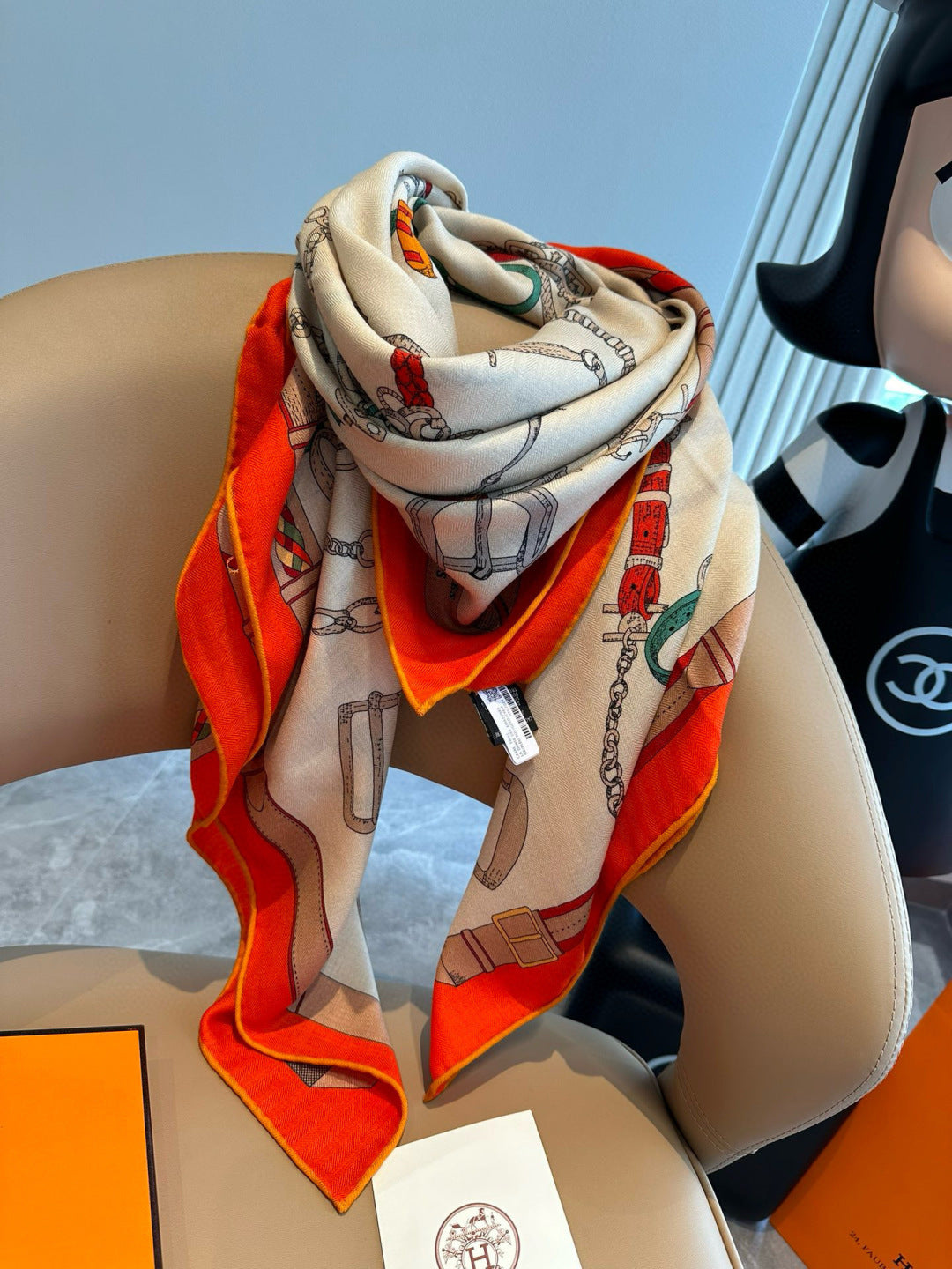 HERMES HERMES 25S SCARF 140 IN SILK CASERE 992007