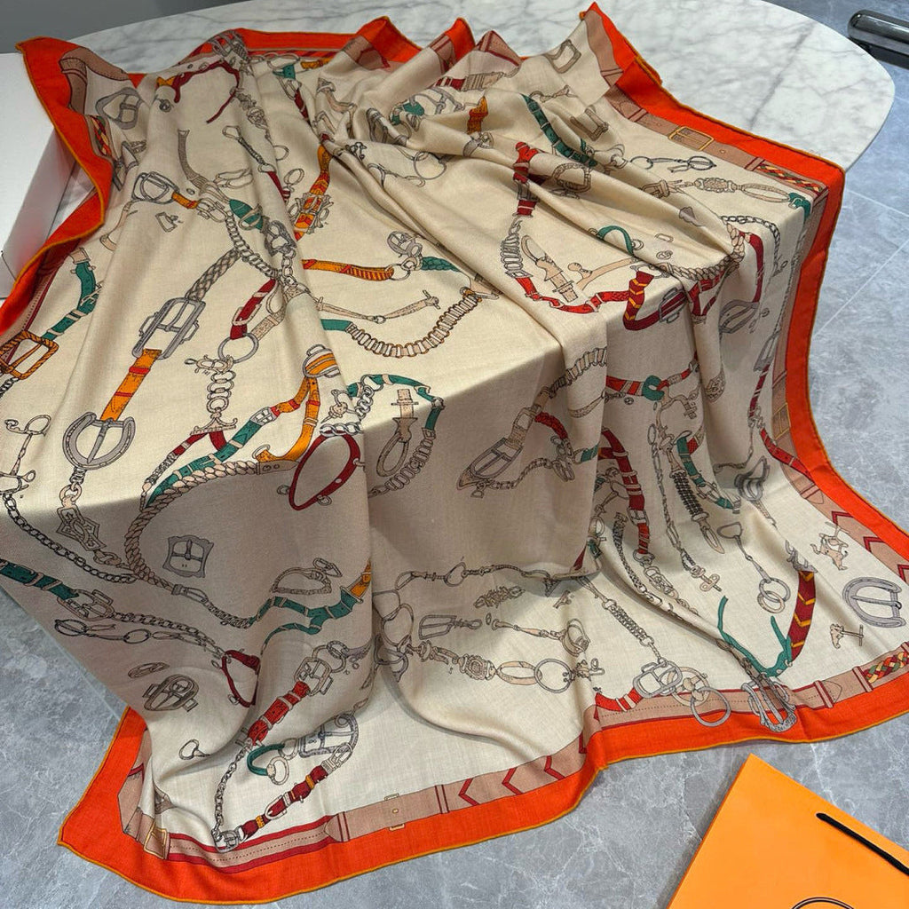 HERMES HERMES 25S SCARF 140 IN SILK CASERE 992007