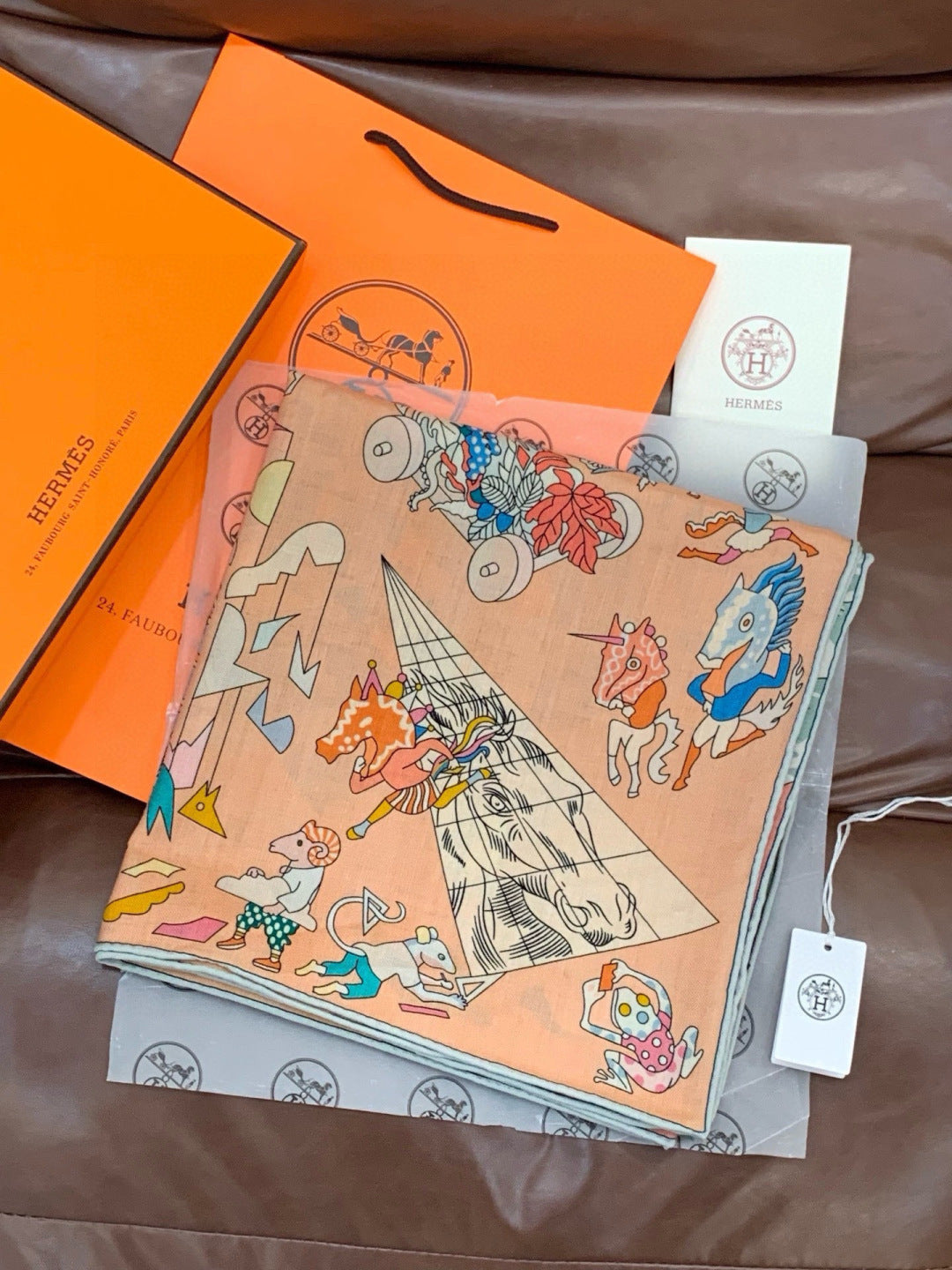 HERMES HERMES 25S SCARF 140 IN SILK CASERE 985834