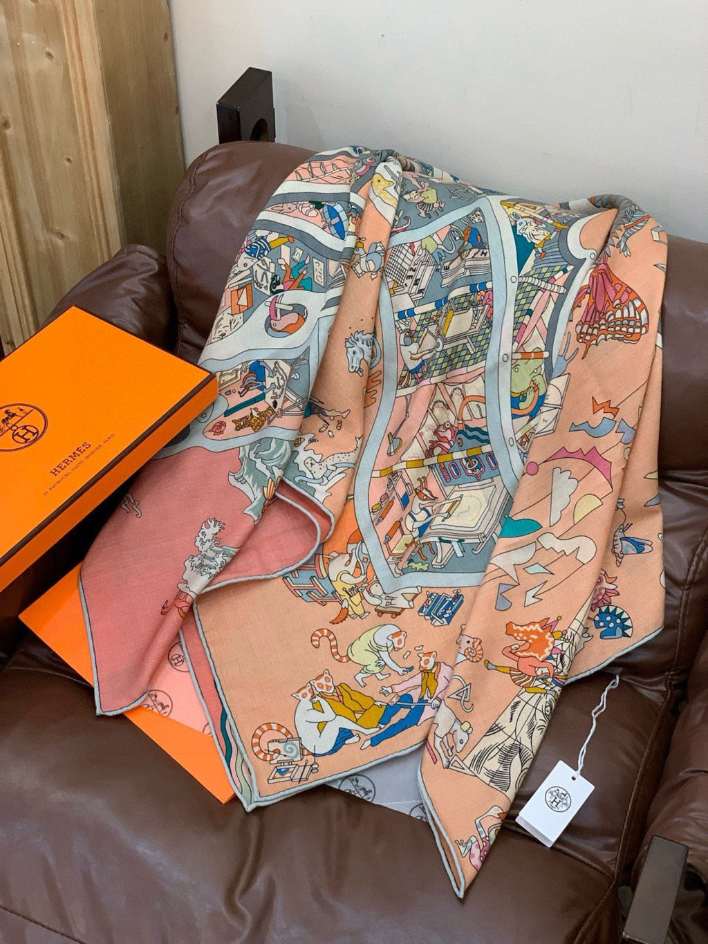 HERMES HERMES 25S SCARF 140 IN SILK CASERE 985834
