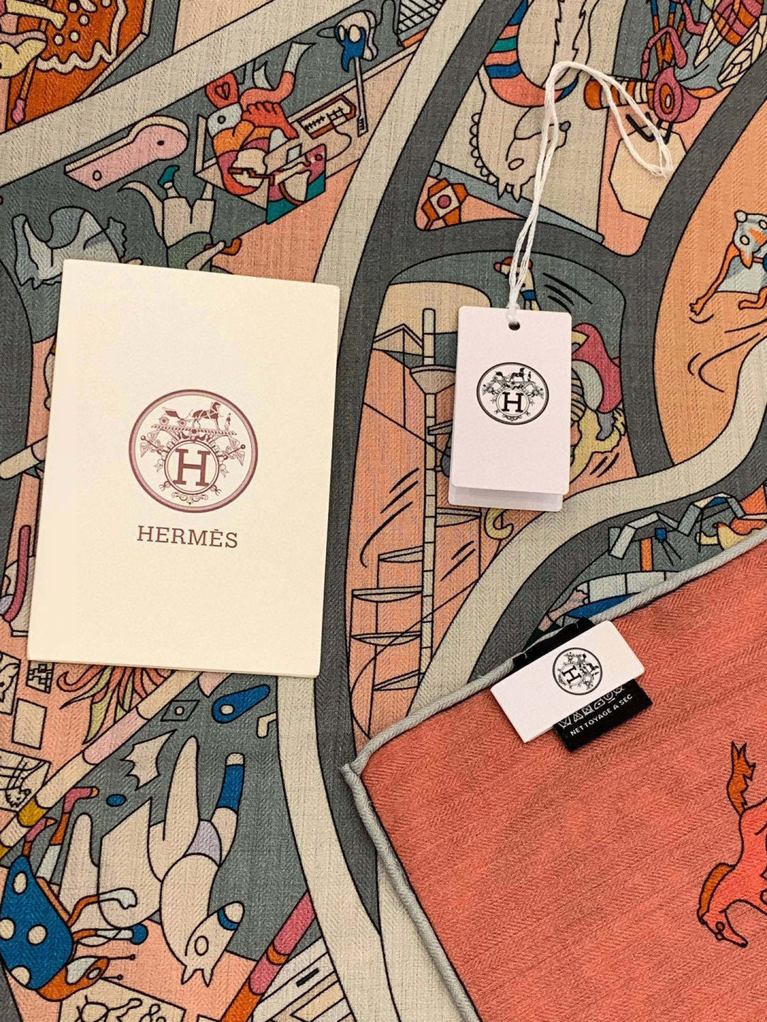 HERMES HERMES 25S SCARF 140 IN SILK CASERE 985834