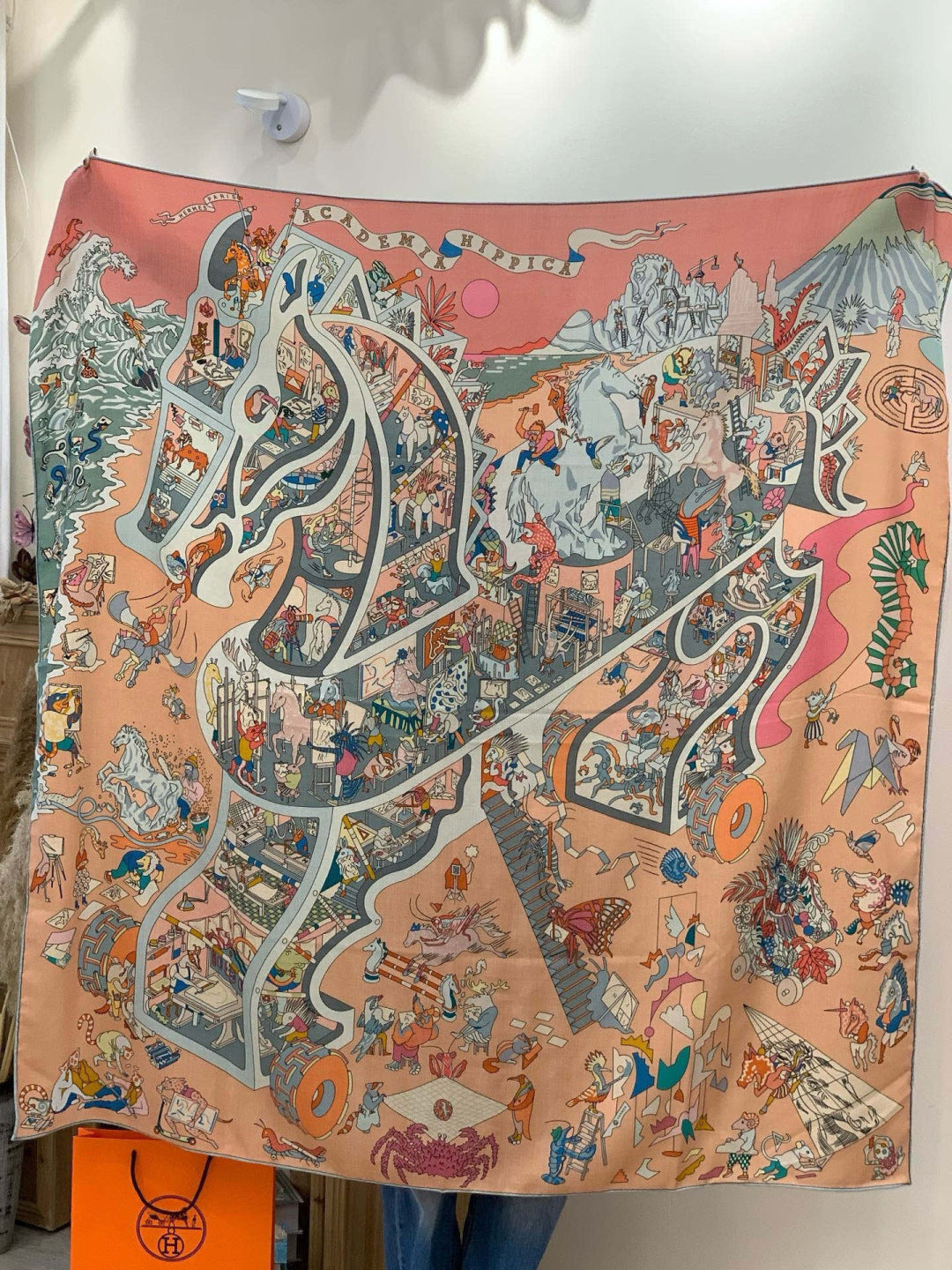 HERMES HERMES 25S SCARF 140 IN SILK CASERE 985834