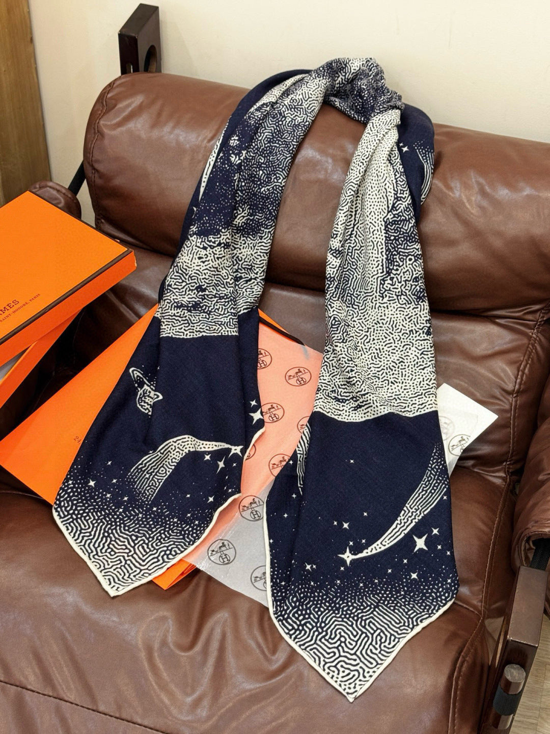 HERMES HERMES 25S SCARF 140 IN SILK CASERE 987418